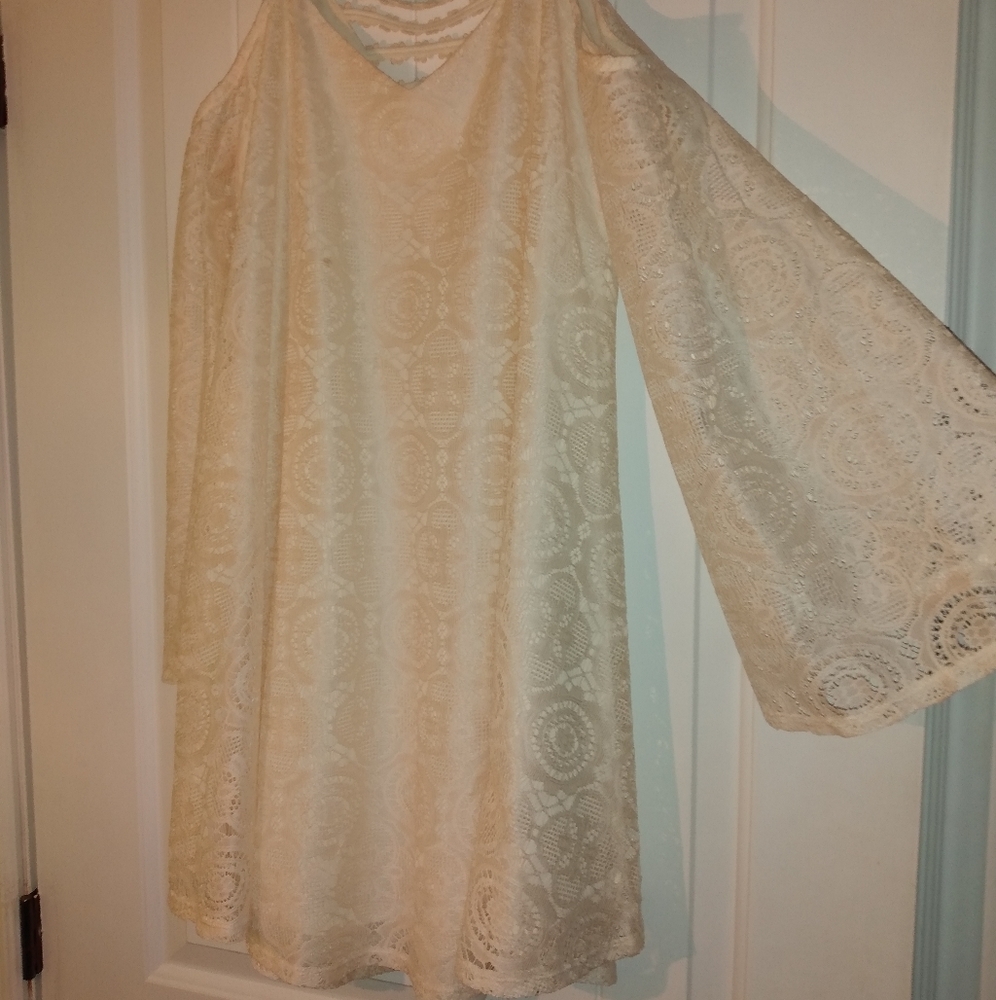 Bohemian cream dress bell sleeves